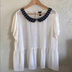Torrid | studded collar | sheer off white blouse